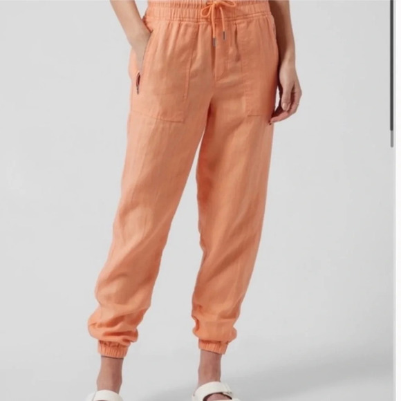 Athleta Cabo Linen Joggers Orange Size 4 - Picture 1 of 5